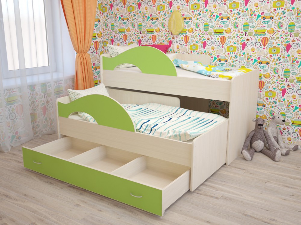 Кровать детская Радуга 1600 Млечный дуб/Венге в Асино - asino.katalogmebeli.com | фото
