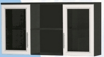 Антресоль большая с двумя стеклодверями ДЛЯ ГОСТИНОЙ АБС-2 Венге/Дуб выбеленный в Асино - asino.katalogmebeli.com | фото