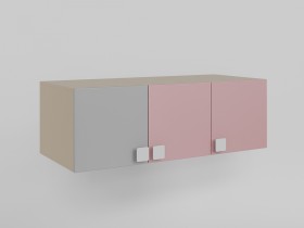Антресоль на шкаф 3-х створчатый (Розовый/Серый/корпус Клен) в Асино - asino.katalogmebeli.com | фото 1