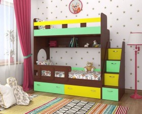 Детская двухъярусная кровать Юниор-1 Белый/Синий Распродажа в Асино - asino.katalogmebeli.com | фото 4