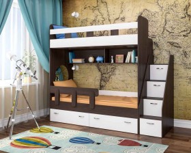 Детская двухъярусная кровать Юниор-1 Белый/Синий Распродажа в Асино - asino.katalogmebeli.com | фото 8