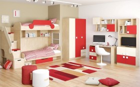 Детская комната Бэрри (Бежевый/Красный/корпус Клен) в Асино - asino.katalogmebeli.com | фото 2
