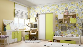 Детская комната Эппл (Зеленый/Белый/корпус Клен) в Асино - asino.katalogmebeli.com | фото 1
