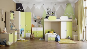 Детская комната Эппл (Зеленый/Белый/корпус Клен) в Асино - asino.katalogmebeli.com | фото 13