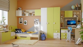 Детская комната Эппл (Зеленый/Белый/корпус Клен) в Асино - asino.katalogmebeli.com | фото 11