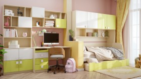 Детская комната Эппл (Зеленый/Белый/корпус Клен) в Асино - asino.katalogmebeli.com | фото 12
