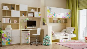 Детская комната Флёр (Белый/корпус Клен) в Асино - asino.katalogmebeli.com | фото 1
