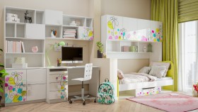 Детская комната Флер (Белый/корпус Выбеленное дерево) в Асино - asino.katalogmebeli.com | фото 2