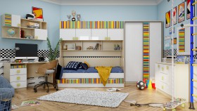 Детская комната Клаксон без машинок (Белый/корпус Клен) в Асино - asino.katalogmebeli.com | фото 5
