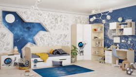 Детская комната Санни (Белый/корпус Клен) в Асино - asino.katalogmebeli.com | фото 2