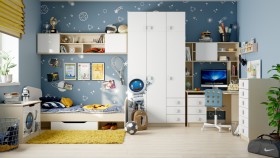 Детская комната Санни (Белый/корпус Клен) в Асино - asino.katalogmebeli.com | фото