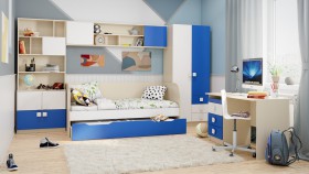 Детская комната Скай (Синий/Белый/корпус Клен) в Асино - asino.katalogmebeli.com | фото 4