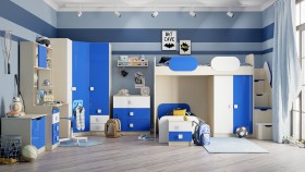 Детская комната Скай Люкс (Синий/Белый/корпус Клен) в Асино - asino.katalogmebeli.com | фото 7