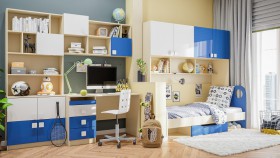Детская комната Скай Люкс (Синий/Белый/корпус Клен) в Асино - asino.katalogmebeli.com | фото 9