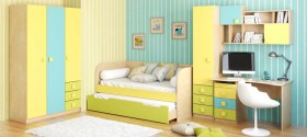 Детская комната Смайли (Желтый/Голубой/Зеленый/корпус Клен) в Асино - asino.katalogmebeli.com | фото