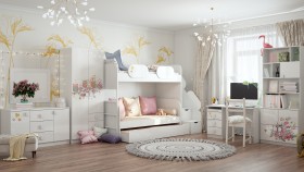 Детская комната Совушки (Белый/корпус Выбеленное дерево) в Асино - asino.katalogmebeli.com | фото 3