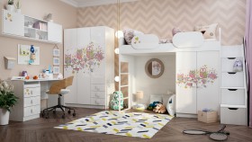 Детская комната Совушки (Белый/корпус Выбеленное дерево) в Асино - asino.katalogmebeli.com | фото