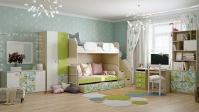 Детская комната Твит (Белый/Зеленый/корпус Клен) в Асино - asino.katalogmebeli.com | фото 4