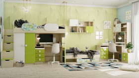 Детская комната Твит (Белый/Зеленый/корпус Клен) в Асино - asino.katalogmebeli.com | фото 8