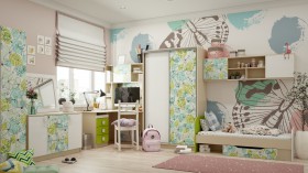 Детская комната Твит (Белый/Зеленый/корпус Клен) в Асино - asino.katalogmebeli.com | фото