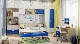 Диван-кровать Скай люкс (Синий/Белый/корпус Клен) в Асино - asino.katalogmebeli.com | фото 2