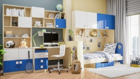 Диван-кровать Скай люкс (Синий/Белый/корпус Клен) в Асино - asino.katalogmebeli.com | фото 4