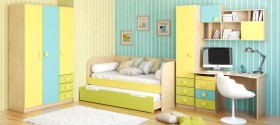 Диван-кровать Смайли (Желтый/Зеленый/корпус Клен) в Асино - asino.katalogmebeli.com | фото 2