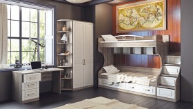 Двухъярусная кровать (без лестницы) «Прованс» (Дуб Сонома трюфель/Крем) в Асино - asino.katalogmebeli.com | фото 7