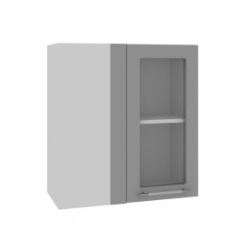 Гарда ПУС 650 шкаф верхний угловой со стеклом (Белый/корпус Серый) в Асино - asino.katalogmebeli.com | фото