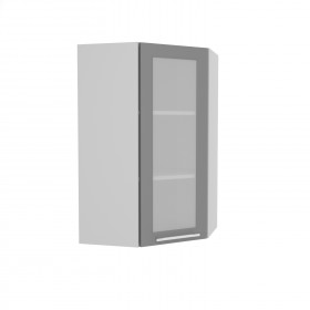 Гарда ВПУС 550 шкаф верхний угловой со стеклом высокий (Белый патина/корпус Серый) в Асино - asino.katalogmebeli.com | фото