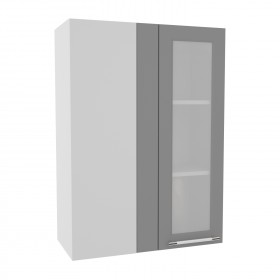 Гарда ВПУС 650 шкаф верхний угловой со стеклом высокий (Белый/корпус Серый) в Асино - asino.katalogmebeli.com | фото