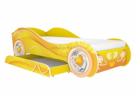 Кровать одноместная Авто-3-2  с ящиком с рисунком Пинк Желтый в Асино - asino.katalogmebeli.com | фото 1
