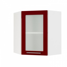Кёльн ШВУС 600 Шкаф верхний угловой со стеклом (Софт бланж/корпус Белый) в Асино - asino.katalogmebeli.com | фото