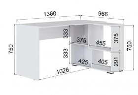 Компьютерный стол угловой СКМУ-3 дуб сонома/белый в Асино - asino.katalogmebeli.com | фото 2