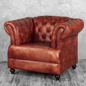 Кресло кожаное Лофт Честер-Нью (Коричневый) в Асино - asino.katalogmebeli.com | фото 1