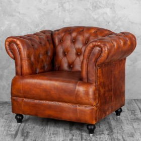Кресло кожаное Лофт Честер-Нью (Коричневый, Рыжий) в Асино - asino.katalogmebeli.com | фото