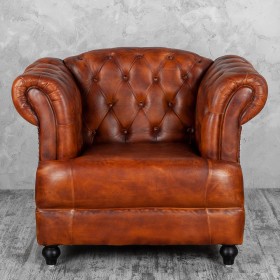 Кресло кожаное Лофт Честер-Нью (Коричневый, Рыжий) в Асино - asino.katalogmebeli.com | фото 7