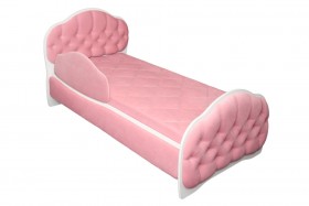 Кровать 160 Гармония 36 Светло-розовый (мягкий бортик) в Асино - asino.katalogmebeli.com | фото
