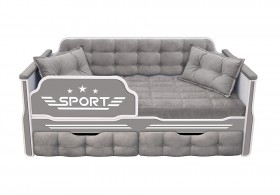 Кровать 160 серии Спорт 2 ящика 45 Серый (подушки) в Асино - asino.katalogmebeli.com | фото