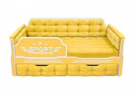 Кровать 160 серии Спорт 2 ящика 74 Жёлтый (мягкие боковые накладки) в Асино - asino.katalogmebeli.com | фото