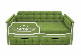 Кровать 160 серии Спорт 2 ящика 76 Зелёный (мягкие боковые накладки) в Асино - asino.katalogmebeli.com | фото