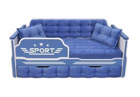 Кровать 160 серии Спорт 2 ящика 85 Синий (подушки) в Асино - asino.katalogmebeli.com | фото
