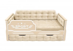Кровать 170 серии Спорт 1 ящик 02 Бежевый (мягкие боковые накладки) в Асино - asino.katalogmebeli.com | фото