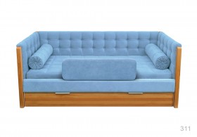 Кровать 180 серии Франт + ящик 41 Голубой (мягкий бортик/подушка валик) в Асино - asino.katalogmebeli.com | фото