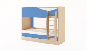 Кровать 2-х ярусная с ящиками (Беленый дуб/Синий) в Асино - asino.katalogmebeli.com | фото