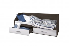 Кровать 800/2 ящика Ненси (Венге/Белый глянец) в Асино - asino.katalogmebeli.com | фото