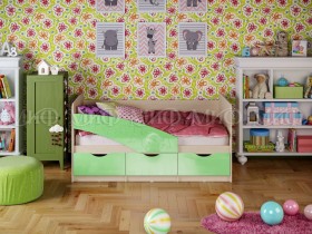 Кровать Бабочки 1,6м (Салатовый металлик) в Асино - asino.katalogmebeli.com | фото