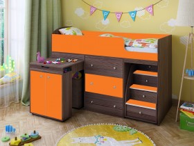 Кровать-чердак Малыш 1600 Бодего/Оранжевый в Асино - asino.katalogmebeli.com | фото 1