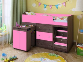 Кровать-чердак Малыш 1600 Бодего/Розовый в Асино - asino.katalogmebeli.com | фото