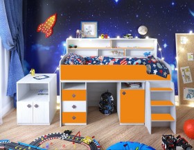 Кровать-чердак Малыш-5 Винтерберг/Оранжевый в Асино - asino.katalogmebeli.com | фото 1